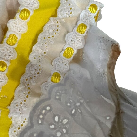 Pageant Casual Wear 5-6 White & Yellow Eyelet Lace Dress With Bloomers & Matchin - Picture 11 of 16